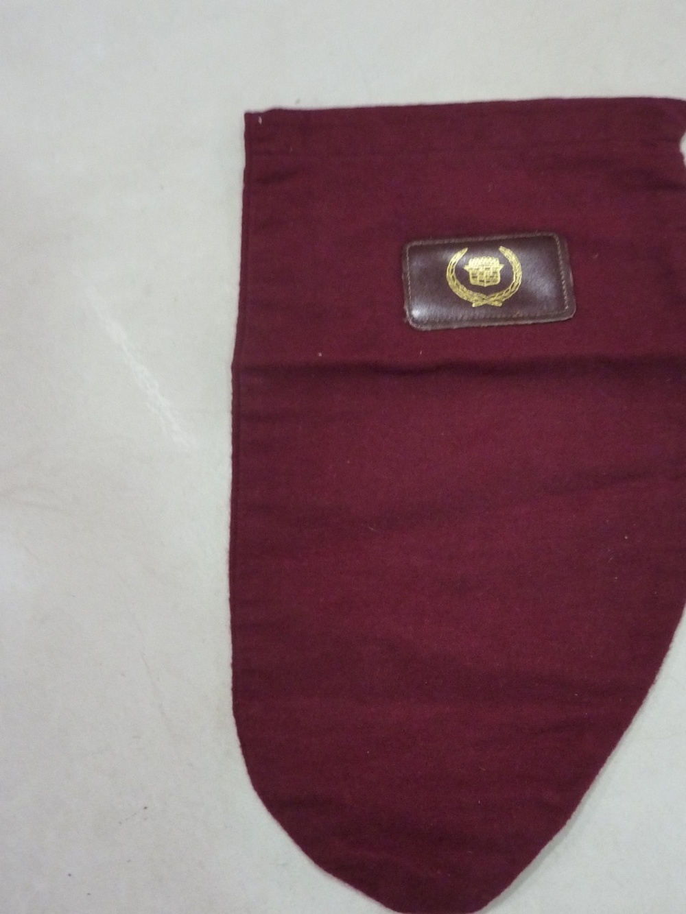 Vintage Cadillac Bag FABRIC Pouch Embroidered Logo BURGUNDY